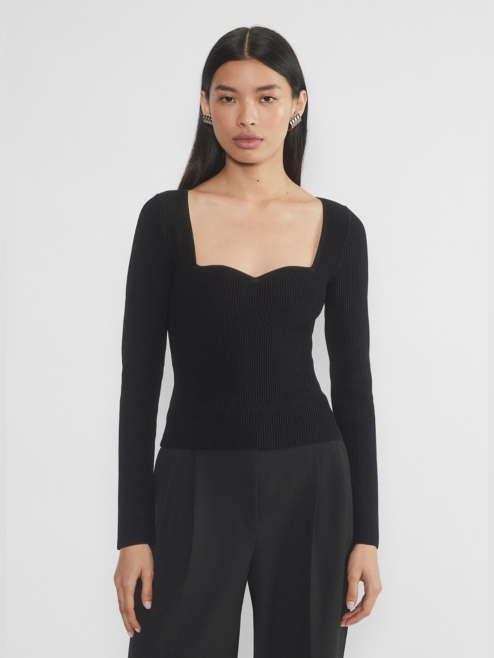 Aritzia Sculpt Knit Sweetheart Longsleeve Small